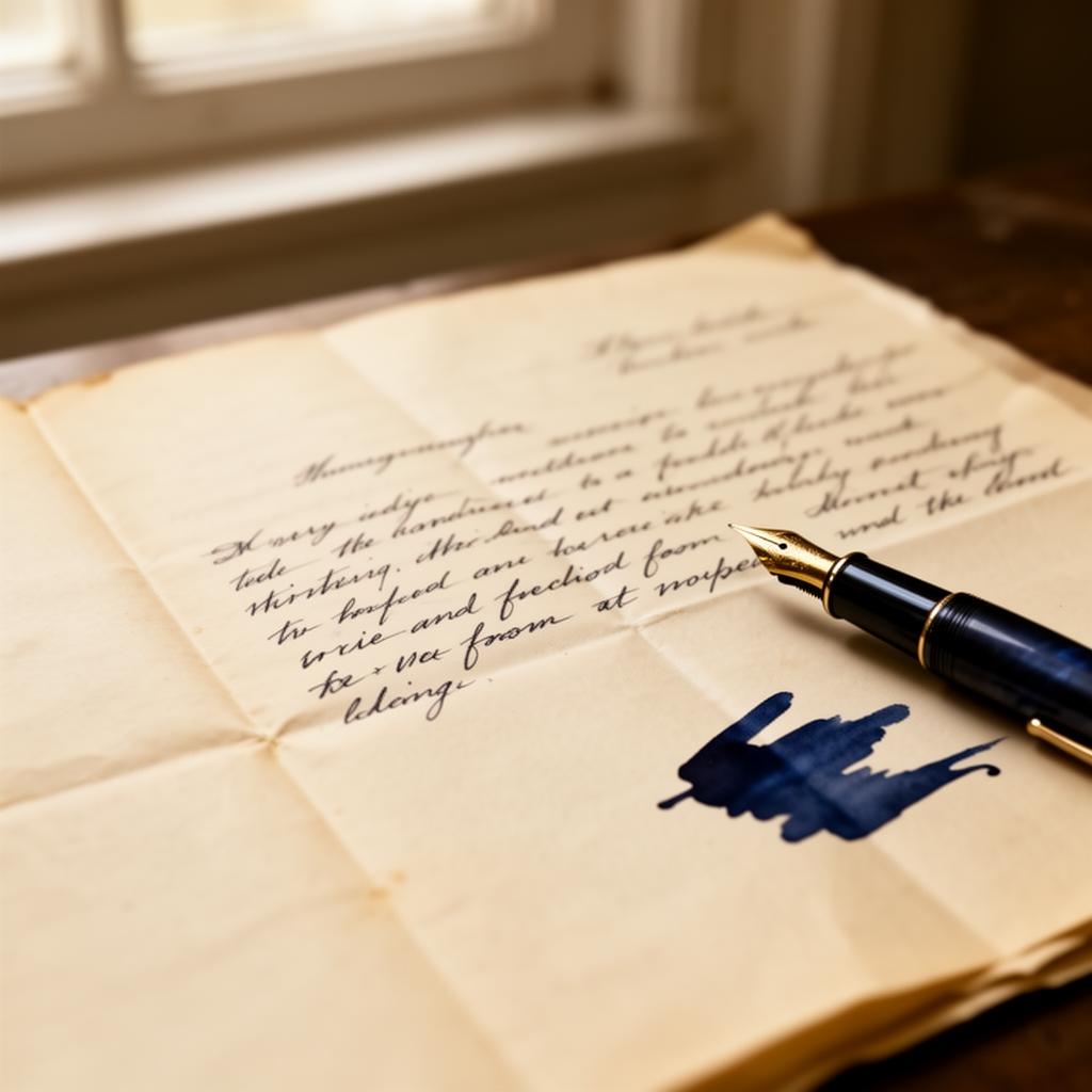 Carta manuscrita à luz da janela